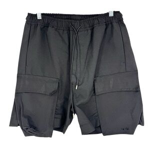 NWT MNML Drawstring Cargo Shorts Mens Black Geo Canvas Size XS Streetwear Grunge